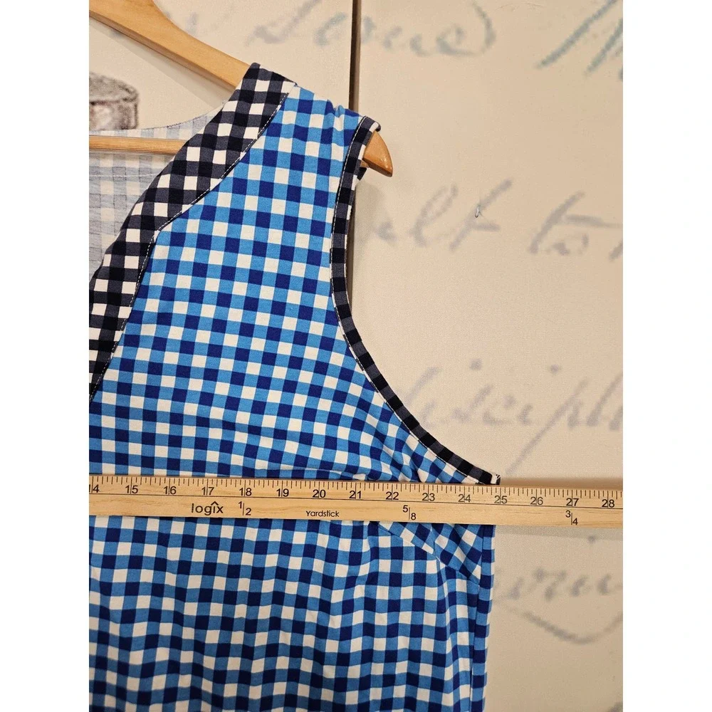 Draper James Lands End Shift Dress 2X Blue Gingham V-Neck Cotton Pockets Classic